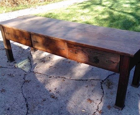 Antique Library Table turned into Farmhouse Table for eight - House on Winchester